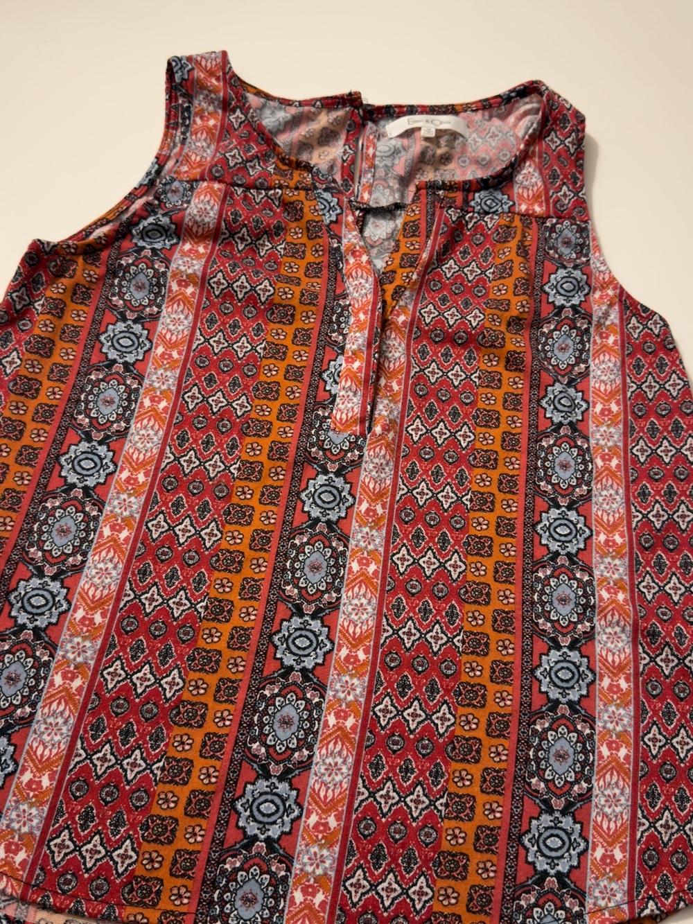 Eden & Olivia Striped Boho Tank Top in Rust Red and Mustard